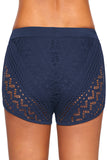 Womens Swim Shorts Cut Out Lace Overlay Lace Swim Bottom Board Shorts