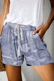 Print Drawstring Casual Shorts with Pocket