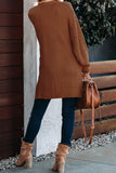 Women's Long Sleeve Sweater Cable Knit Oversized Cardigan with Slits