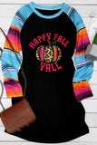 Womens Halloween Pumpkin T Shirt Dress Letter Print Striped Raglan Long Sleeve Mini Dress