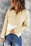 Pull colorblock pour femmes boutonné en tricot à manches longues