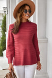 Women's Long Sleeve Knitted Tops Solid Color Mock Neck Pullover Sweater