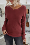 Women's Crew Neck Backless Knitted Pullover Cross Back Sweater