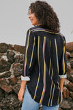 Womens Multicolor Striped Long Sleeve Shirt