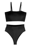 Sexy Removable Strap Bandeau High Waisted Bikini 2 Piece Swimsuit