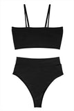 Sexy Removable Strap Bandeau High Waisted Bikini 2 Piece Swimsuit