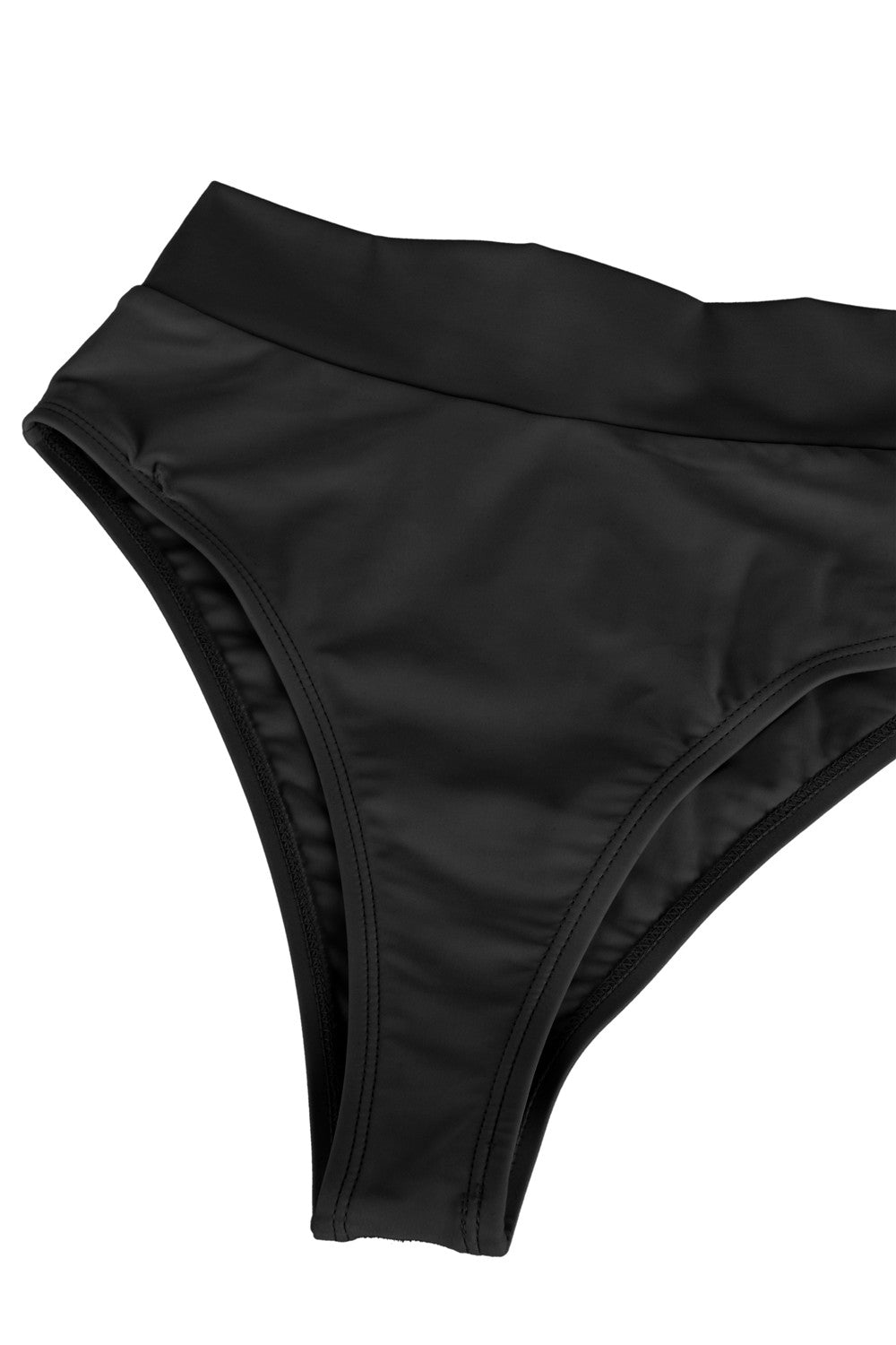 Sexy Bandeau High Waisted Bikini Bottoms Set Two Piece Swimsuits Black