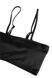 Sexy Bandeau High Waisted Bikini Bottoms Set Two Piece Swimsuits Black