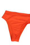Womens Sexy Plain Bandeau Top&High Waist Bottom Bikini Set Orange