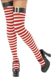 Sexy red striped Christmas Stockings with leather belt