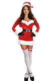 Women Red Long Sleeves Wraped V Neck Santa Costume
