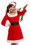 Women Cute Fur O Neck Santa Christmas Dress