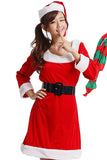 Women Cute Fur O Neck Santa Christmas Dress