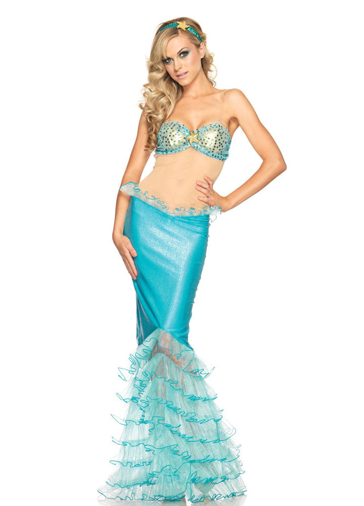 Sexy Sky Adult Blue Mermaid Lace Halloween Costume