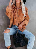 Oversized Button Down Solid Shirts For Women