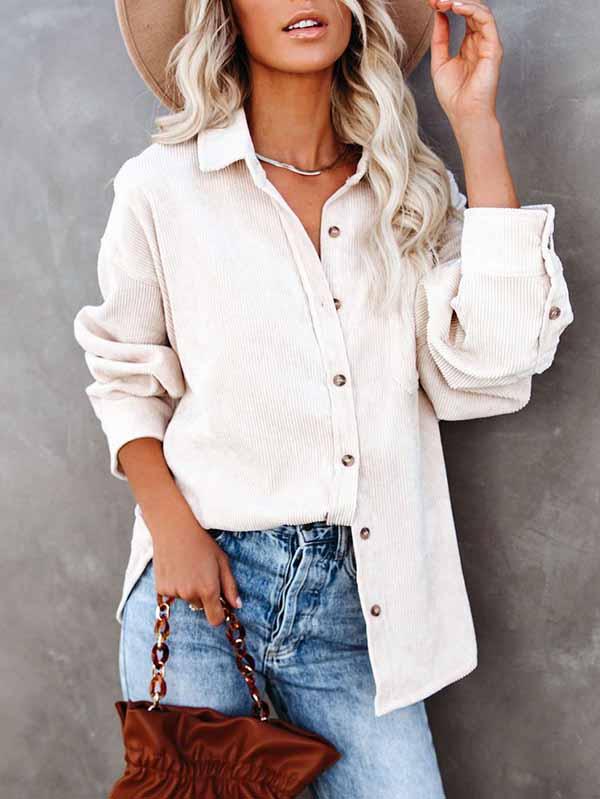 Oversized Button Down Solid Shirts For Women