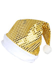 Womens Sequined Christmas Santa Pom Pom Hat Yellow