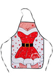 Womens Sexy Santa Claus Dress Printed Christmas Apron Red