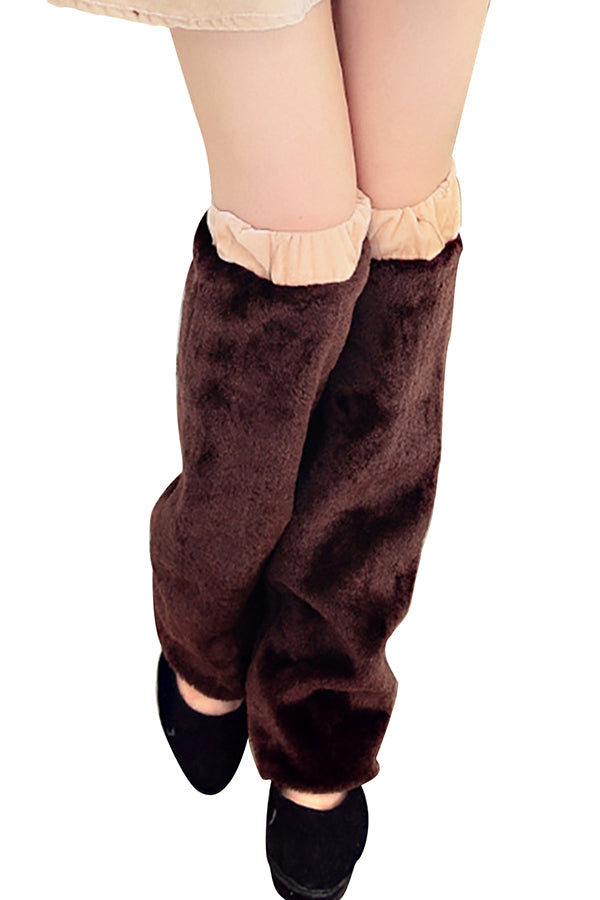 Adult Faux Fur Boot Covers Christmas Leg Warmers Coffee