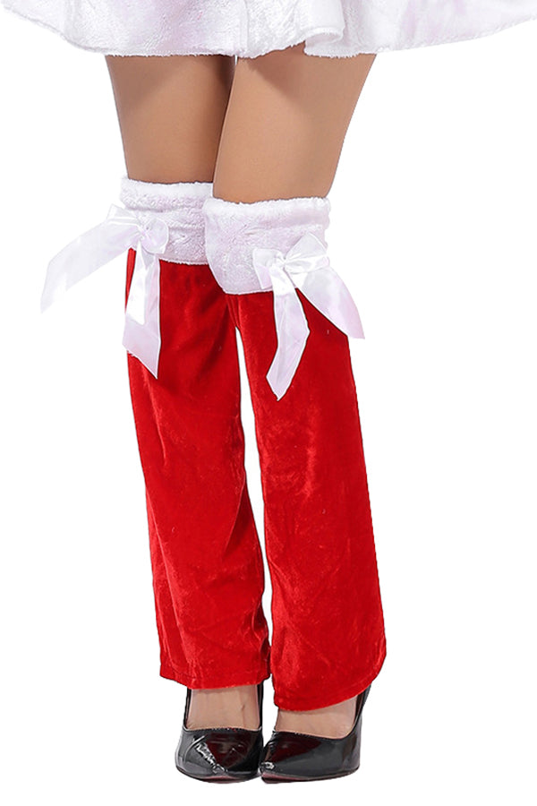 Cute Bows Adult Christmas Leg Warmers White