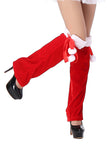 Jambières de Noël à Lacets et Pompons Rouge