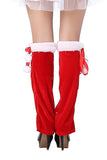 Jambières de Noël à Lacets et Pompons Rouge