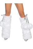 Adult Faux Fur Pom Pom Christmas Leg Warmers Silvery