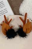 Christmas Reindeer Fuzzy Hair Pins For Women Girl