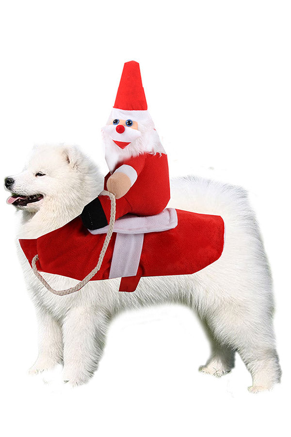 Santa Riding Dog Costumes Christmas Pet Cosplay Outfits