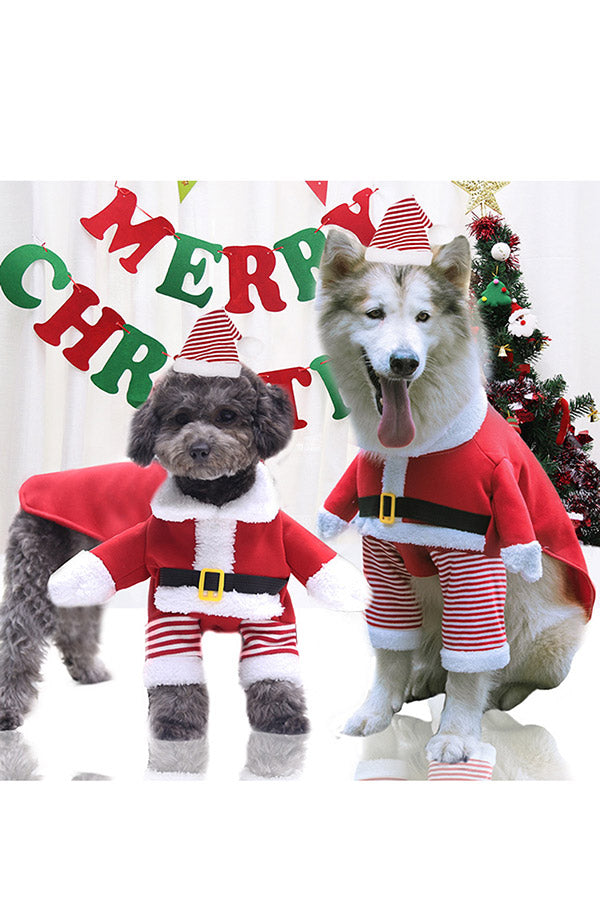 Dog Cat Christmas Santa Claus Costume Cosplay Outfit