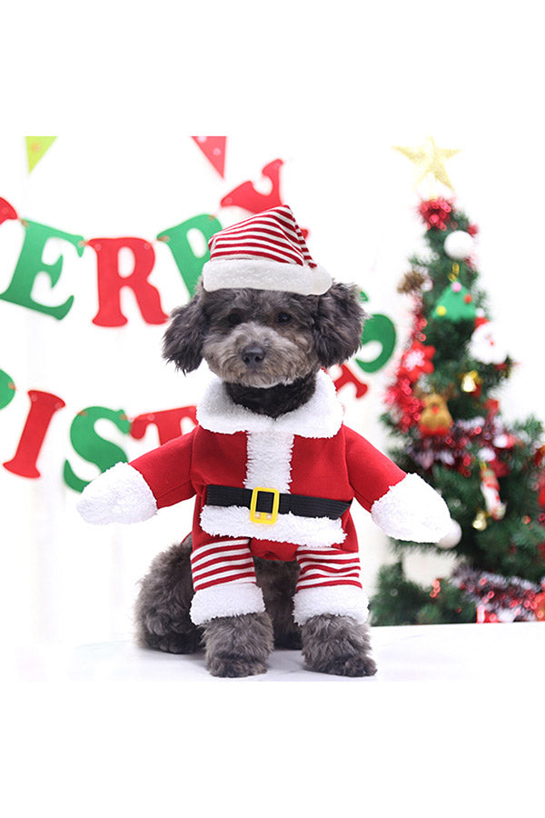 Dog Cat Christmas Santa Claus Costume Cosplay Outfit