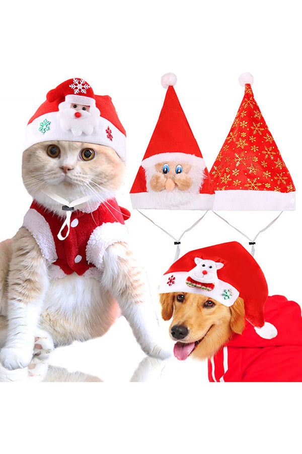 Red Christmas Pet Hat Holiday Party Decoration For Dogs Cats