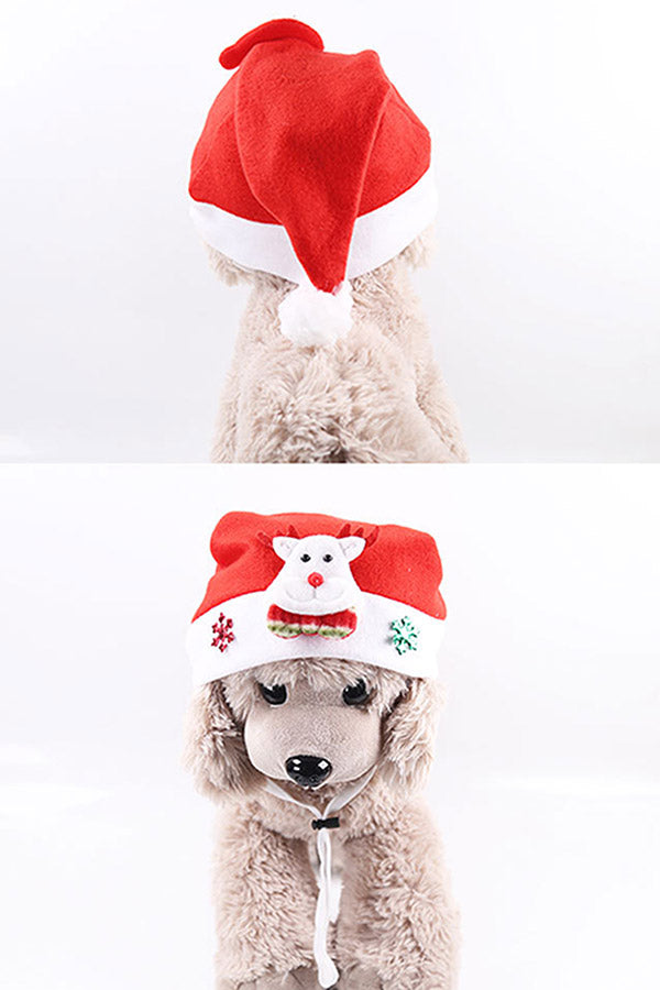 Décoration rouge de fête de vacances de chapeau d'animal familier de Noël pour des chats de chiens