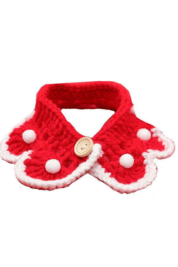Red Knitted Collar Christmas Costume For Pet
