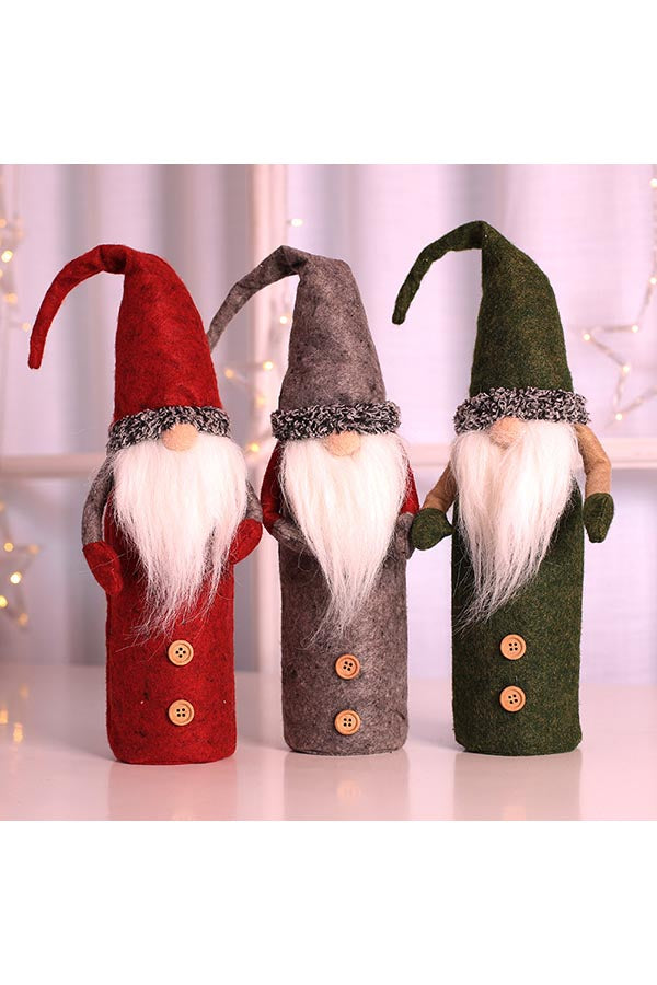 Santa Claus Gnome Wine Bottle Cover