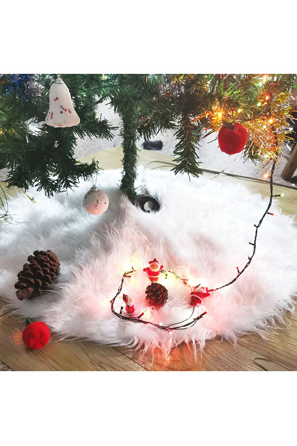 Fluffy Christmas Tree Skirt Festival Decoration White