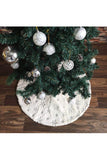 Furry Holiday Tree Skirt Embroidered Floor Mat Silvery
