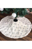 Furry Holiday Tree Skirt Embroidered Floor Mat Silvery