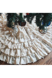 Jupe de sapin de Noël à ourlet à volants de 50 pouces blanc