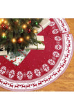 Reindeer Snowflake Knitted Xmas Tree Skirt Red