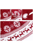 Reindeer Snowflake Knitted Xmas Tree Skirt Red