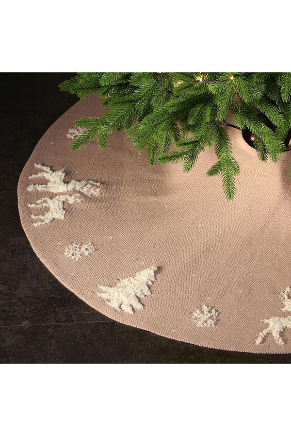 48 Inches Xmas Knitted Tree Skirt Home Decoration Apricot