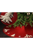 Festival Decoration Knitted Christmas Tree Skirt Dark Red