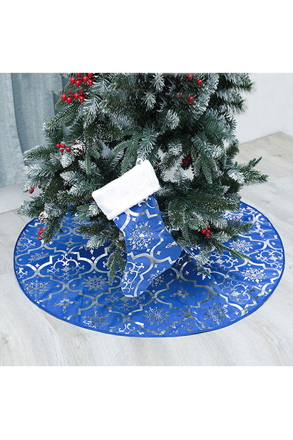 Christmas Decoration Snowflakes Print Tree Skirt Blue