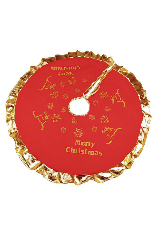 Merry Christmas Holiday Tree Skirt Berry Red