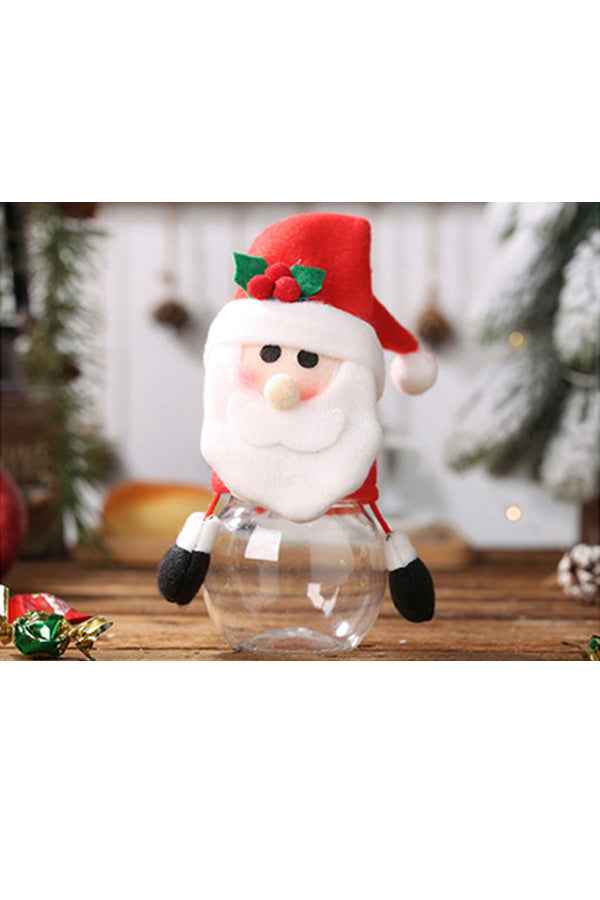 Christmas Portable Plastic Santa Candy Jar Red