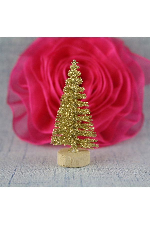 20 Pcs Artificial Small Pine Tree Christmas Decoration Gold