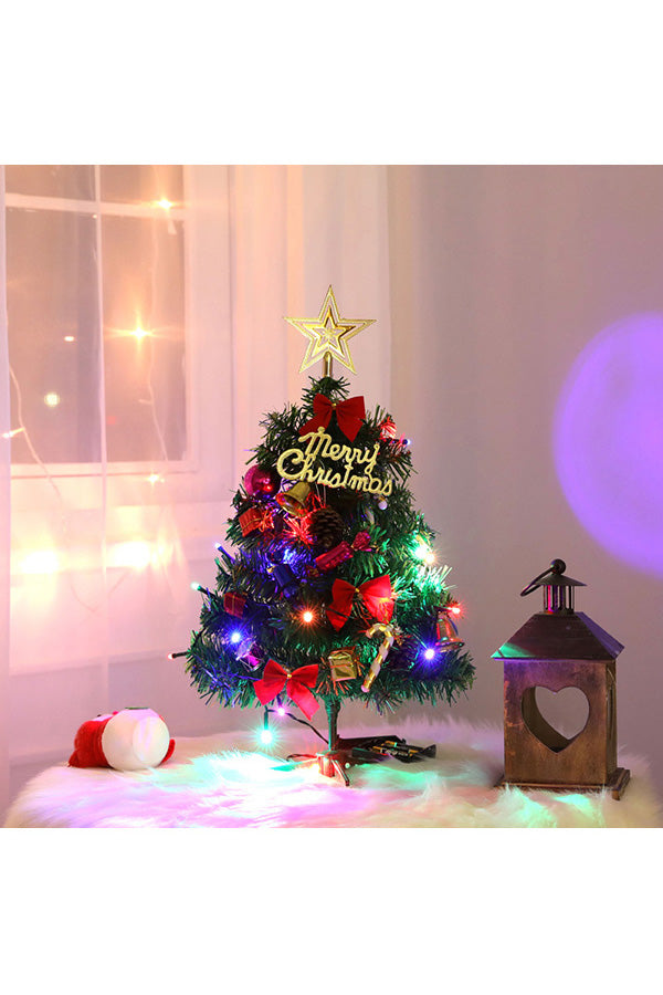 20 Inches Lighted Mini Christmas Tree Table Decoration Green