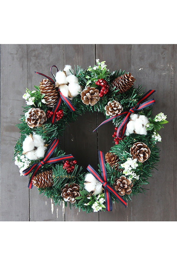 12 Inches Christmas Pine Cone Wreath Emerald Green