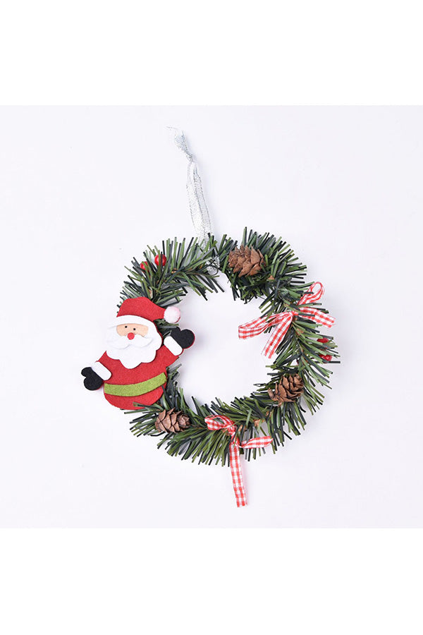 Mini Artificial Santa Claus Pine Christmas Wreath Red